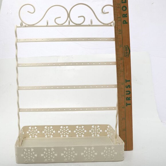 Metal Jewelry Display Stand Necklace Earrings Bracelets Holder Cream Tall - Picture 5 of 8